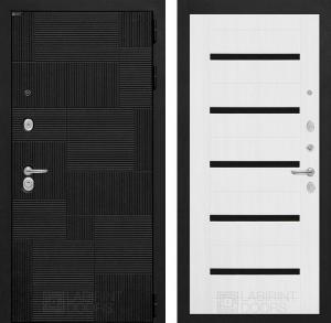 Входная дверь Пазл 01 — Белое дерево, стекло черное купить в Москве