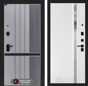 Входная дверь Скайлаб 31 — Белый софт, зеркальная вставка с тонировкой купить в Москве