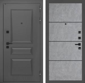 Входная дверь Орлеан 25 — Бетон светлый, черный молдинг купить в Москве