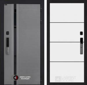 Входная дверь Пиано Смарт 2.0 панель 25 — Белый софт, черный молдинг купить в Москве