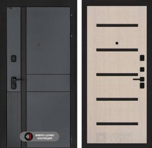 Входная дверь Эволаб 01 — Беленый дуб, стекло черное купить в Москве