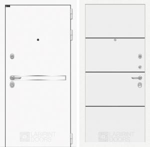 Входная дверь Лайн Вайт 25 — Белый софт, черный молдинг купить в Москве