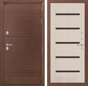 Входная дверь Термо Лайт 01 — Беленый дуб, стекло черное купить в Москве