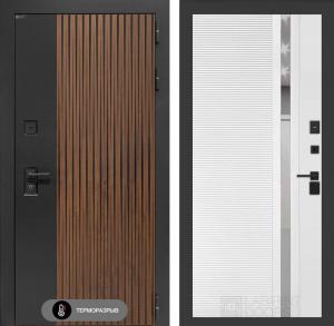 Входная дверь Айслаб 31 — Белый софт, зеркальная вставка с тонировкой купить в Москве