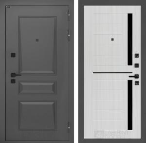 Входная дверь Орлеан 02 — Сандал белый, стекло черное купить в Москве