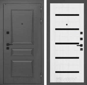 Входная дверь Орлеан 01 — Белое дерево, стекло черное купить в Москве