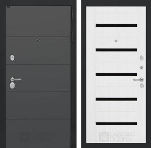 Входная дверь Арт 01 — Белое дерево, стекло черное купить в Москве