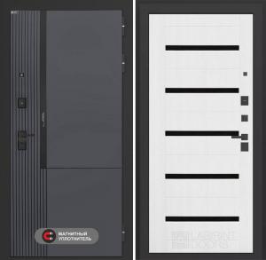 Входная дверь Лаб 2 Про 01 — Белое дерево, стекло черное купить в Москве