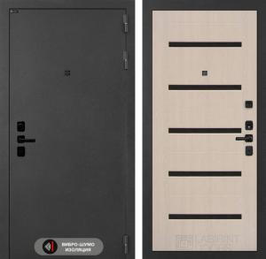 Входная дверь Соналаб 01 — Беленый дуб, стекло черное купить в Москве