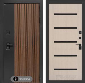 Входная дверь Айслаб 01 — Беленый дуб, стекло черное купить в Москве