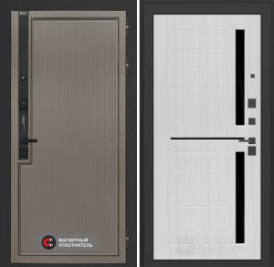 Входная дверь Лаб 1 Про 02 — Сандал белый, стекло черное купить в Москве