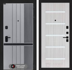 Входная дверь Скайлаб 01 — Сандал белый, стекло белое купить в Москве