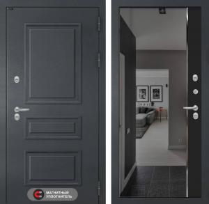 Входная дверь Атлантик с зеркалом Панорама с тонировкой — Черный кварц купить в Москве