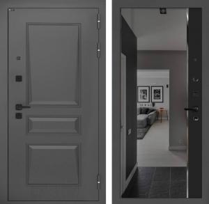 Входная дверь Орлеан с зеркалом Панорама с тонировкой — Черный кварц купить в Москве