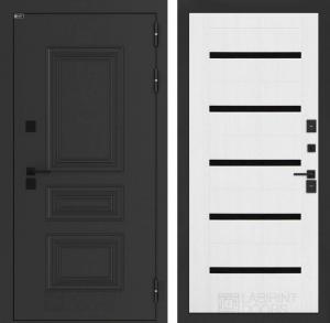 Входная дверь Аляска Лайт 01 — Белое дерево, стекло черное купить в Москве