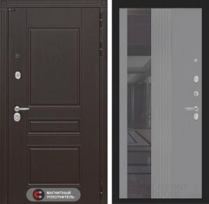 Входная дверь Мегаполис с Зеркалом 32 тонированным — Серый рельеф софт купить в Москве