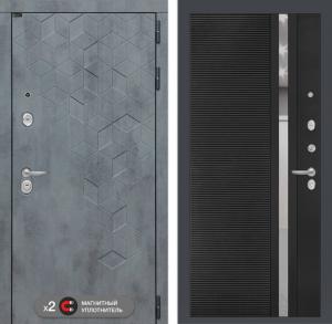 Входная дверь Бетон 31 — Черный кварц, зеркальная вставка с тонировкой купить в Москве
