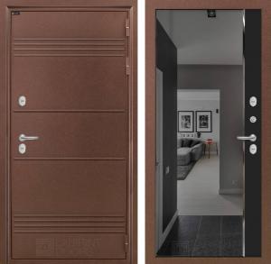 Входная дверь Термо Лайт с зеркалом Панорама с тонировкой — Черный кварц купить в Москве