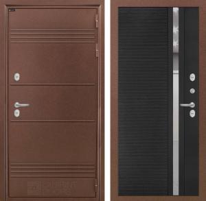 Входная дверь Термо Лайт 31 — Черный кварц, зеркальная вставка с тонировкой купить в Москве