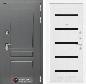 Входная дверь Платинум 01 — Белое дерево, стекло черное купить в Москве