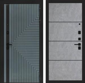 Входная дверь Кредор 25 — Бетон светлый, черный молдинг купить в Москве