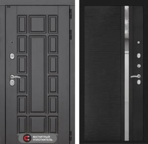 Входная дверь Нью-Йорк 31 — Черный кварц, зеркальная вставка с тонировкой купить в Москве