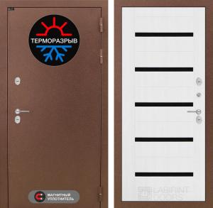 Входная дверь Термо Магнит 01 — Белое дерево, стекло черное купить в Москве