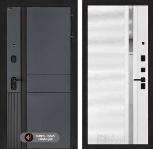 Входная дверь Эволаб 31 — Белый софт, зеркальная вставка с тонировкой купить в Москве