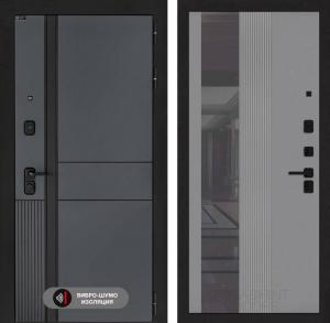 Входная дверь Эволаб с Зеркалом 32 тонированным — Серый рельеф софт купить в Москве