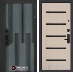 Входная дверь СмАртлаб 01 — Беленый дуб, стекло черное купить в Москве