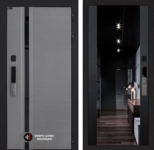 Входная дверь Пиано Смарт 2.0 с зеркалом (тонированное) Максимум — Черный кварц купить в Москве