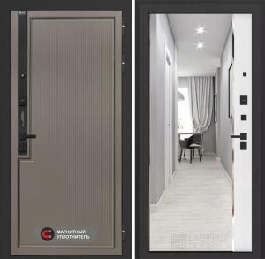 Входная дверь Лаб 1 Про с зеркалом Панорама — Белый софт купить в Москве