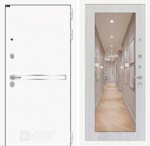Входная дверь Лайн Вайт с Зеркалом 18 — Сандал белый купить в Москве