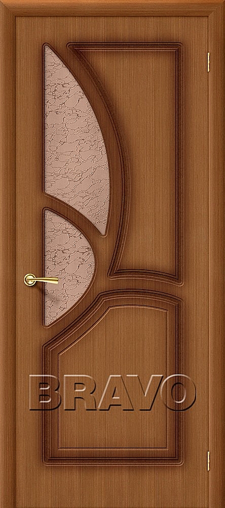 Межкомнатная дверь Греция с бронзовым стеклом<br/>Ф-11 (Орех) купить в Москве