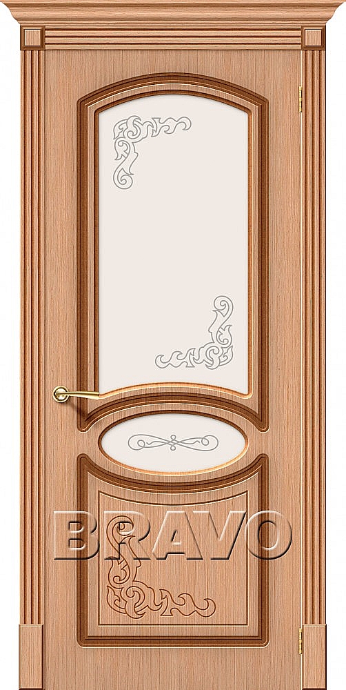 Межкомнатная дверь Азалия с художественным стеклом<br/>Ф-01 (Дуб) купить в Москве