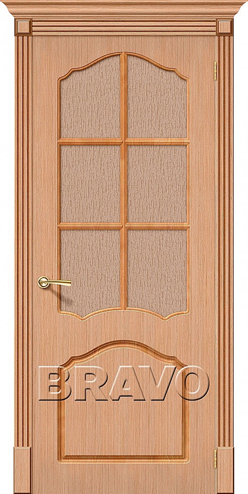 Межкомнатная дверь Каролина с бронзовым стеклом<br/>Ф-01 (Дуб) купить в Москве
