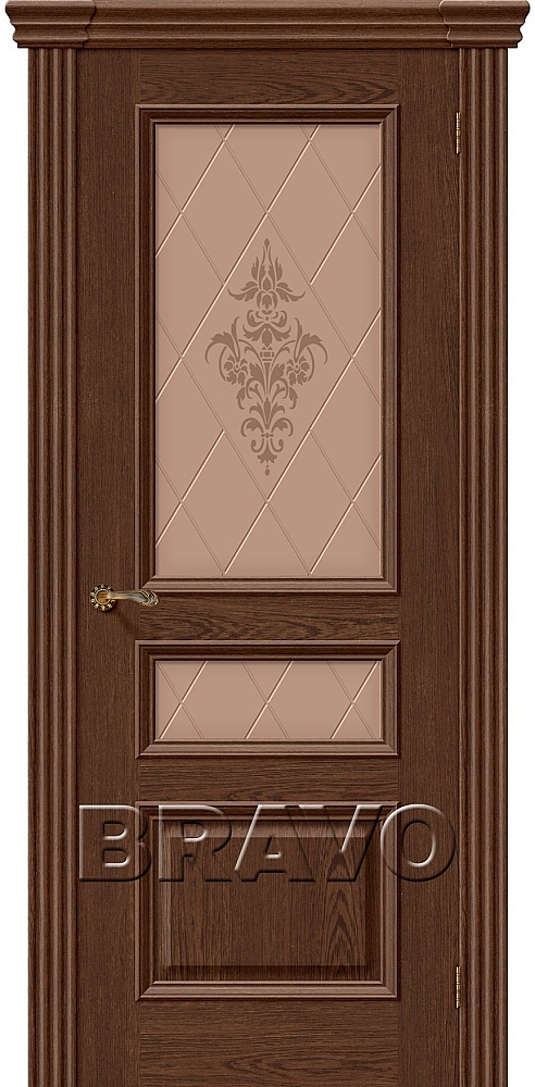 Межкомнатная дверь Вена с бронзовым художественным стеклом<br/>Виски купить в Москве