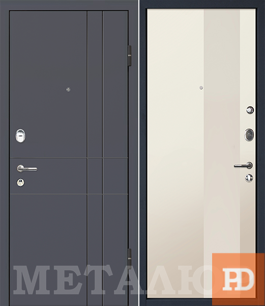 Входная металлическая дверь МеталЮр М16 (Антрацит / Магнолия сатинат) купить в Москве