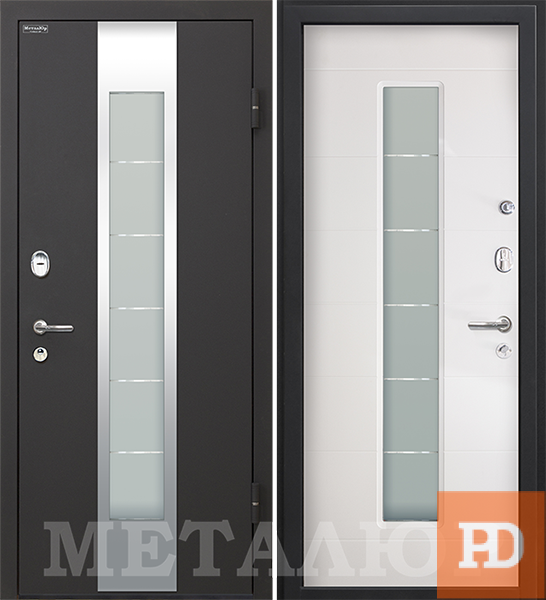 Входная металлическая дверь МеталЮр М35 (Черный бархат / Белый малибу) купить в Москве