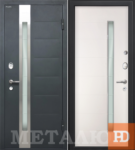 Входная металлическая дверь МеталЮр М36 (Серый металлик / Белый малибу) купить в Москве