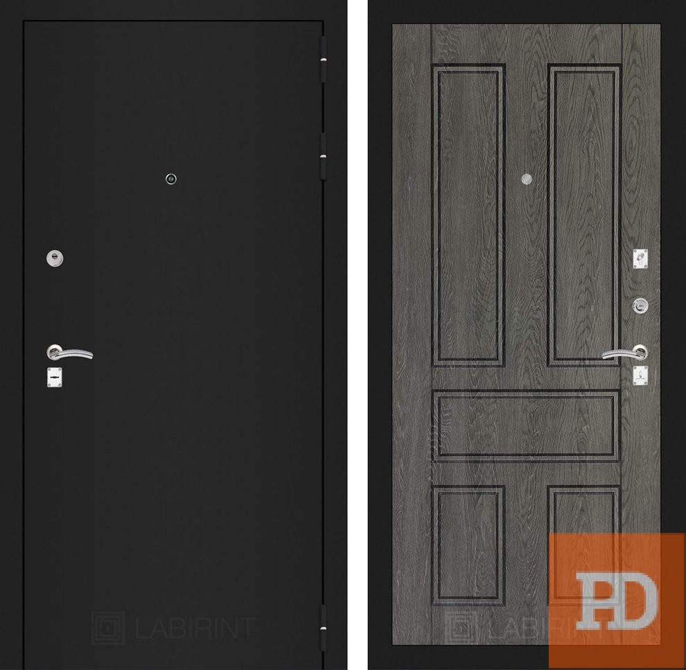 Входная дверь Лабиринт CLASSIC шагрень черная 10 — Дуб филадельфия графит<br/>Черная шагрень купить в Москве