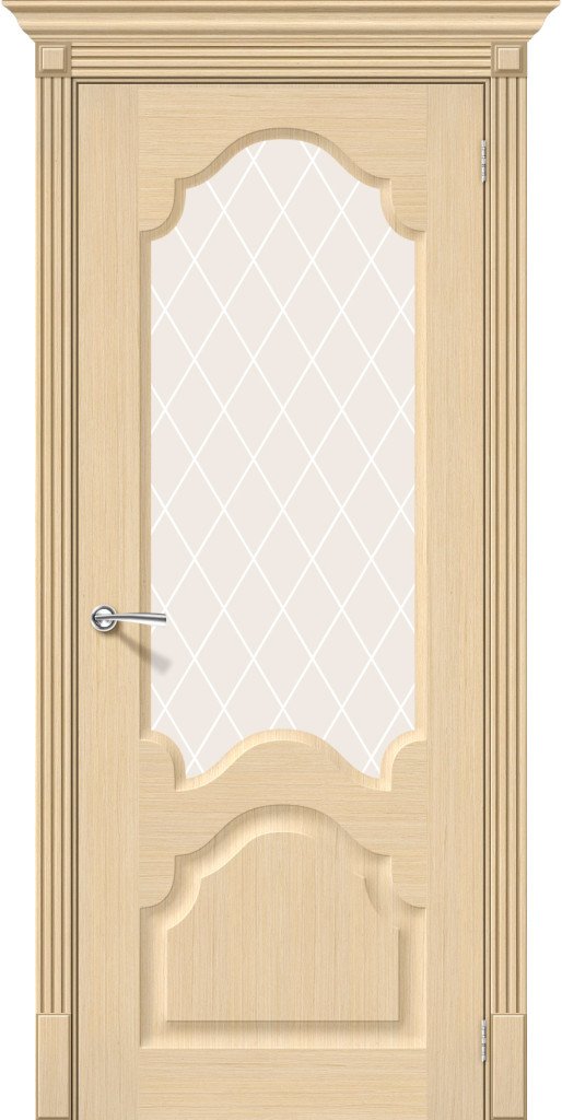Межкомнатная дверь Афина с художественным стеклом<br/>Ф-22 (БелДуб) купить в Москве