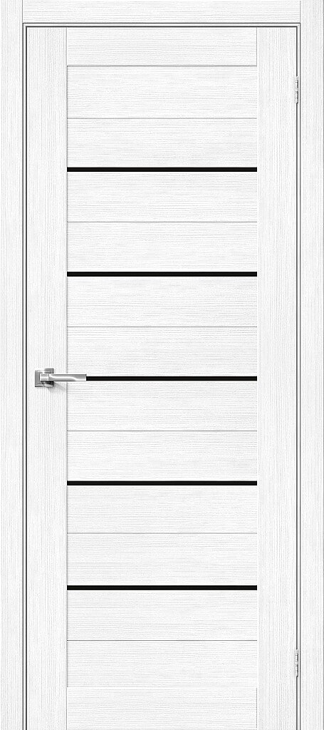 Межкомнатная дверь Порта-22 с черным стеклом<br/>Snow Veralinga купить в Москве
