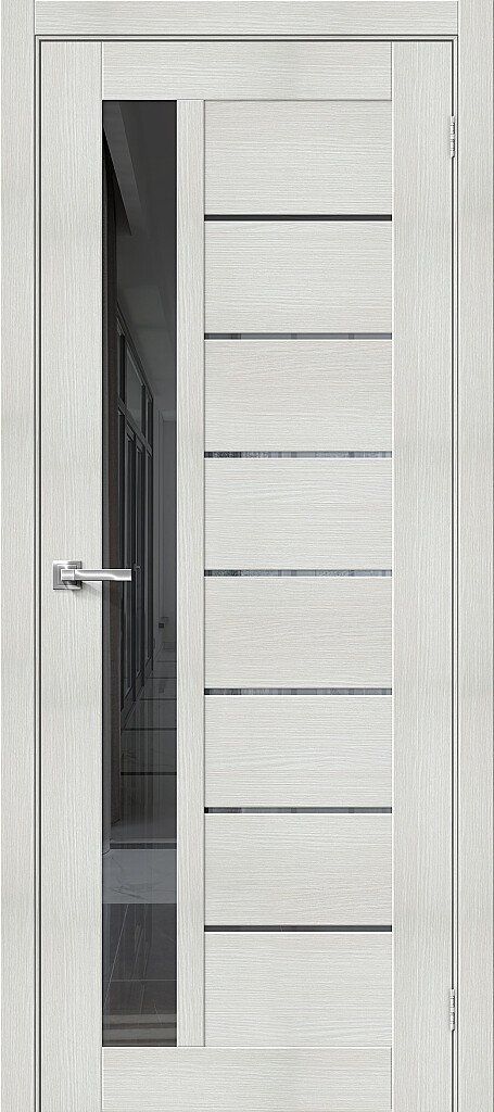 Межкомнатная дверь Браво-27 с черным стеклом<br/>Bianco Veralinga купить в Москве