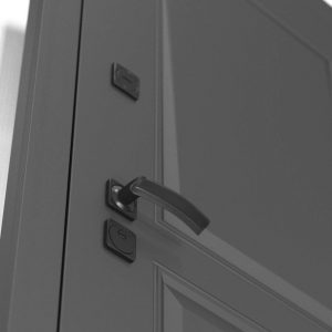 Входная дверь Орлеан 02 — Сандал белый, стекло черное купить в Москве